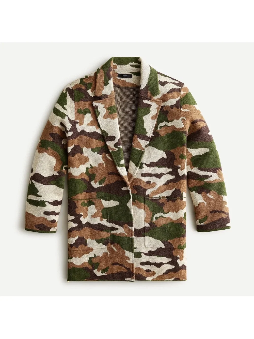 J.Crew Sophie Open-Front Sweater-Blazer in Camo Cotton Blend Jacket XS